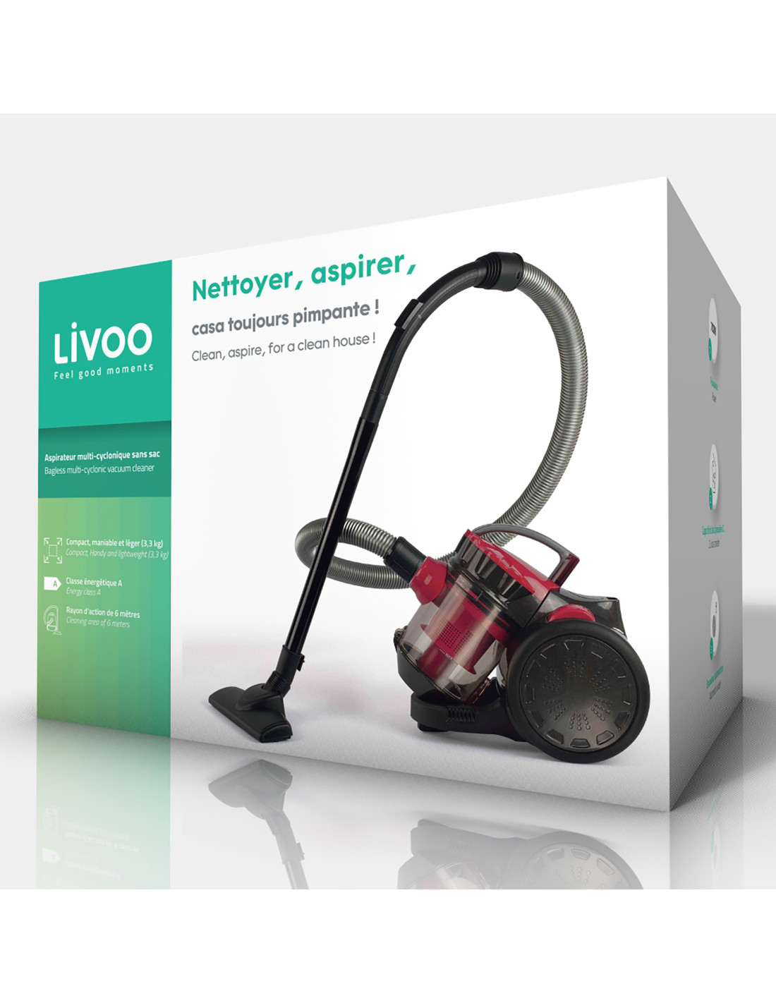 Livoo DOH105R Aspirateur multi cyclonique sans sac 700 W