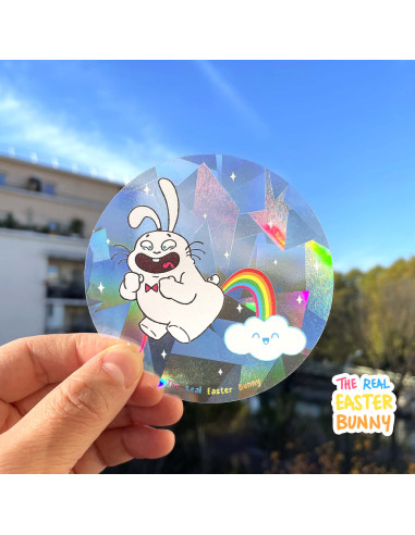 The Real Easter Bunny Rainbow Suncatcher sticker Autocollant attrape-soleil 2