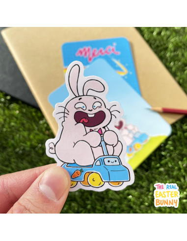 The Real Easter Bunny Rainbow '' MOVING sticker "