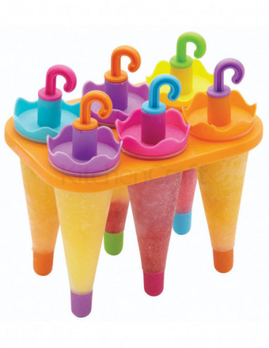 KitchenCraft KCLOLLYUMB Set of 6 Umbrella Lolly Makers With Stand