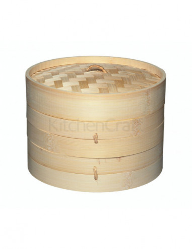 KitchenCraft KCBAMBOO World of Flavours Oriental Medium Two Tier Bamboo Steamer and Lid